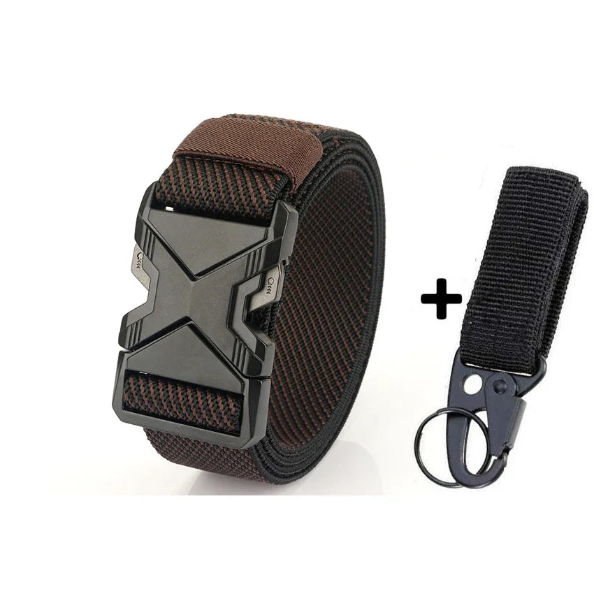New Quick Release Metal Pluggable Buckle Tactical Belt Breathable Elastic Military Belts For Men Stretch Pants Waistband Hunting