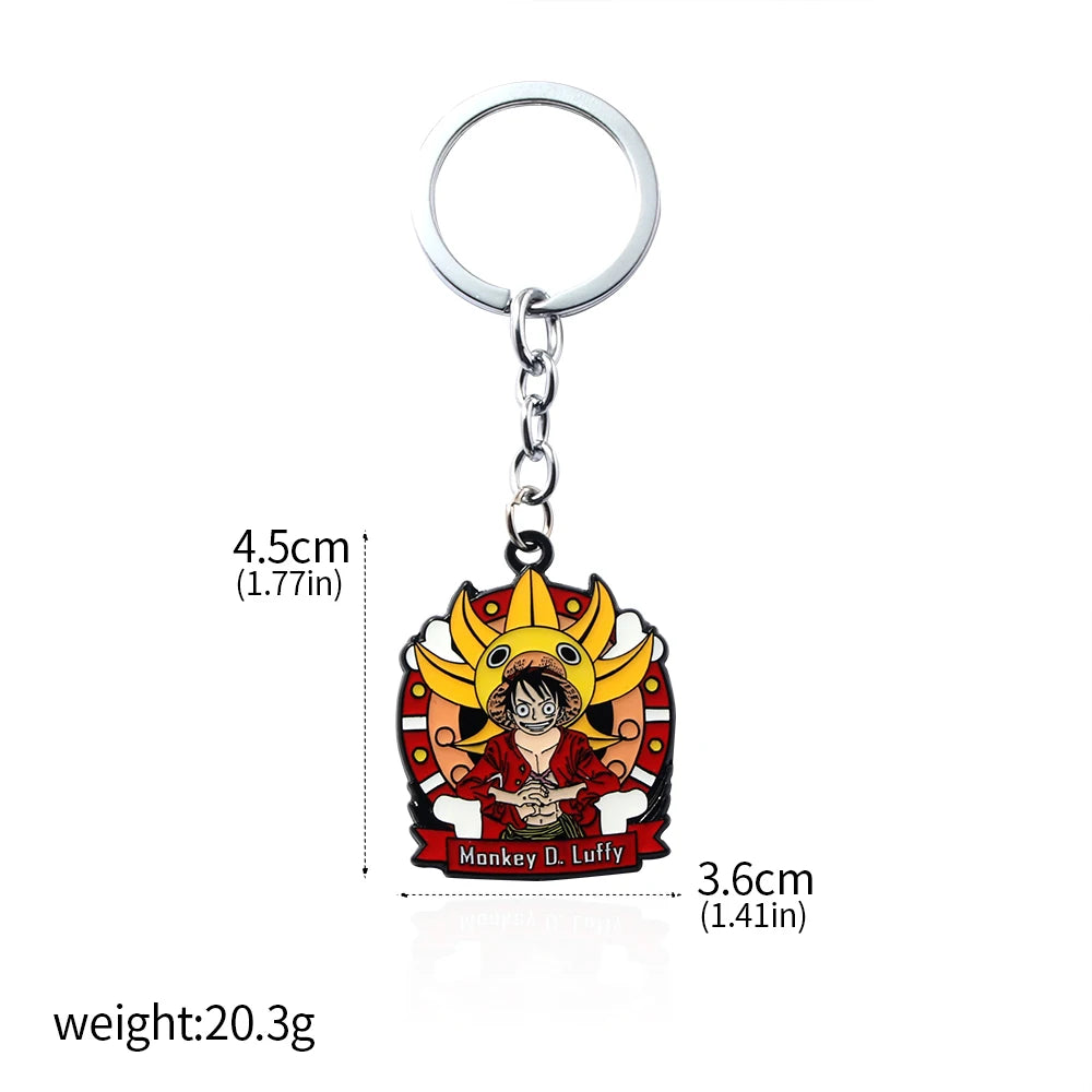 One Piece Luffy Straw Hat Keychain Rotatable Zoro Skull Metal Pendant Role-Playing Decorative Accessories Fan Jewelry Gift