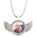 John Pork Is Calling Answer Call Phone Humor Funny Pig Lover Graphic The Moon Necklace Angel Wings Pendant Necklace Jewelry Gift