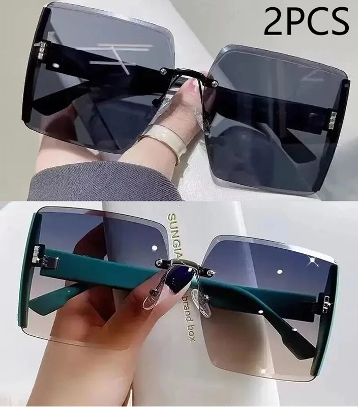 Fashion Gradient Frameless Women's High-end Sense Of Sunglasses