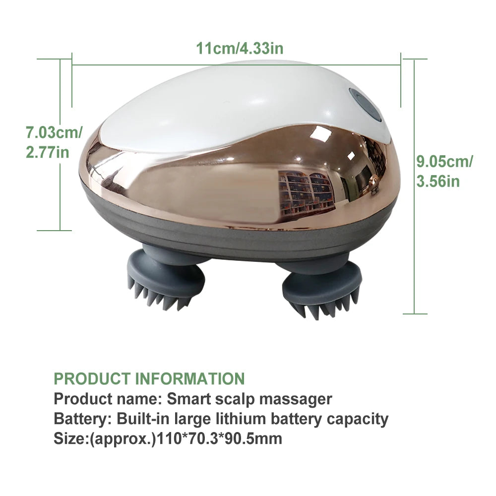 Electric Scalp Massager Silicone Head Scalp Kneading Vibration Device 6 Mode for Hair Growth Stress Relax Waterproof Massageador