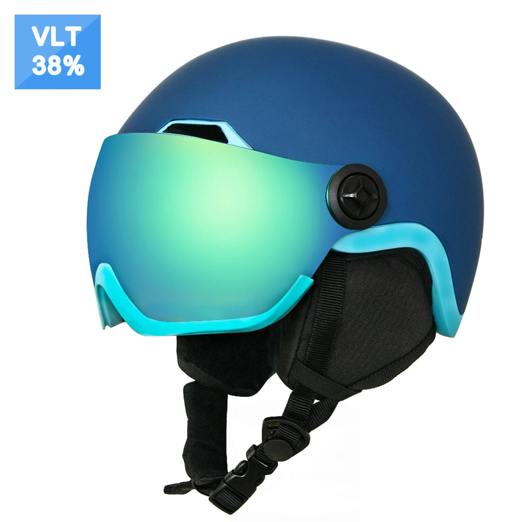 EnzoDate Ski Snow Helmet with Integrated Goggles Shield 2 in 1 Snowboard Helmet and Detachable Mask,Extra-cost Night Vision Lens