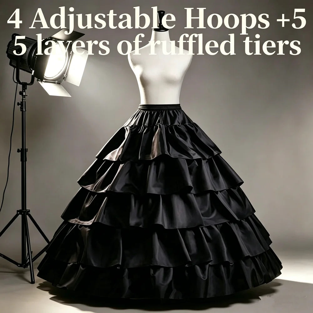 Fluffy 4/6 Hoops Sweet 15 Gown Petticoat Boneless 4 Layers Tulle Crinoline Underskirt for Wedding Dress Bridal Ball Gown Lolita