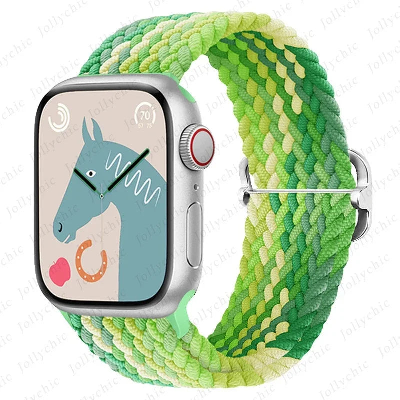 Braided Loop Strap For Apple Watch Ultra Band 49mm 44 45mm 42mm 41mm Nylon Elastic Belt Bracelet iWatch Series 9 8 7 6 5 4 SE 3