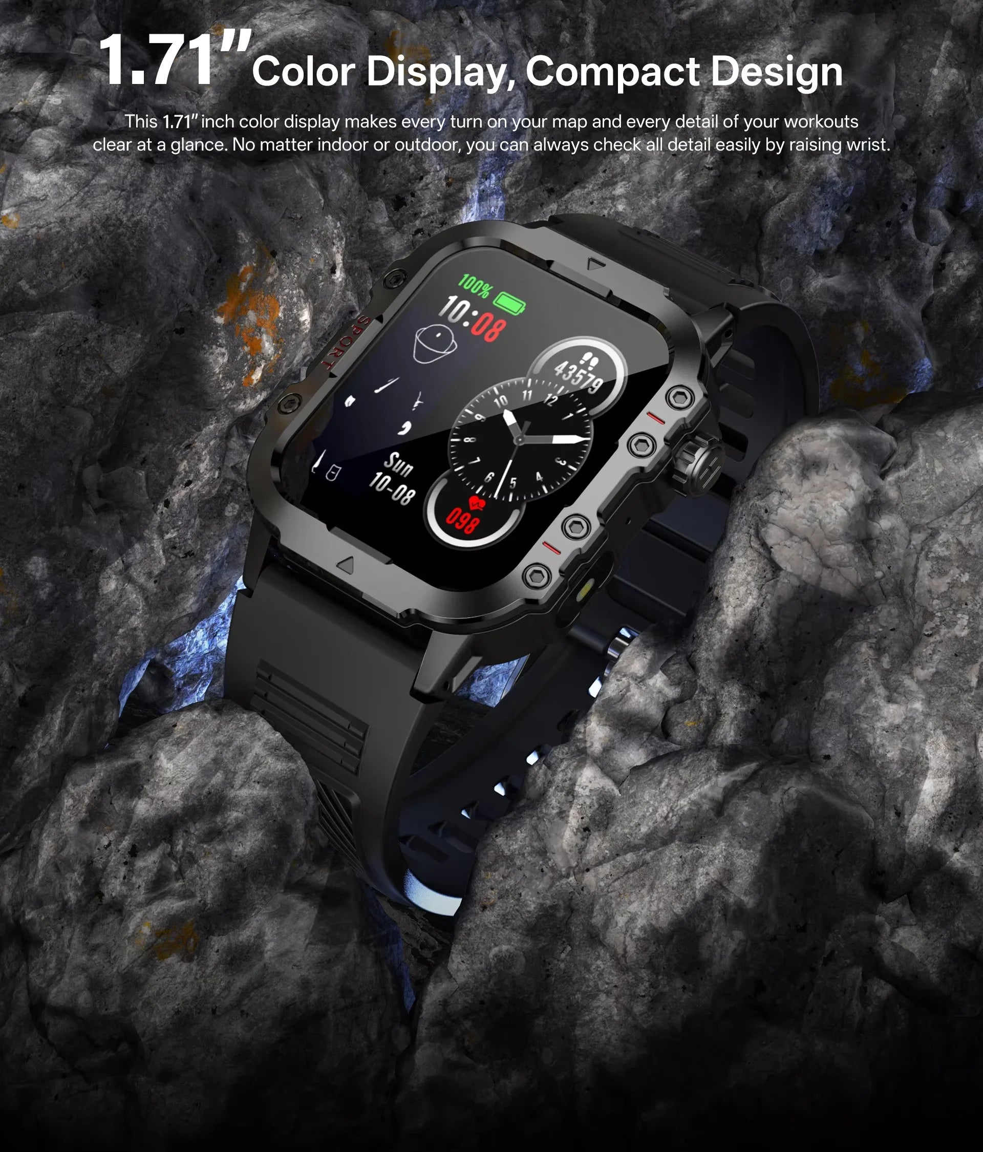 G.L Wear 2026 Smartwatch Outdoor Sport Fitness HR SpO2 Sleep Monitor LED Flashlight Bluetooth Call Men Women