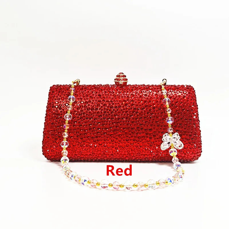 XIYUAN Orange Crystal Evening Clutch Bag Glittering Diamond Crossbody Purse Wedding Bridal Handbag Gorgeous Stones Party Purses