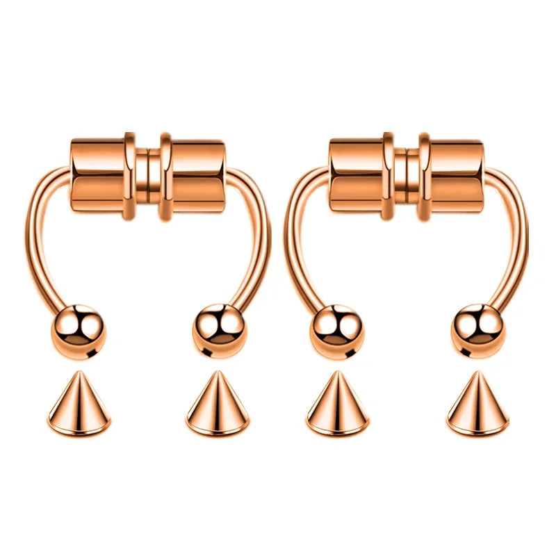 2pc Women Fake Piercing Nose Ring Hoop Septum Non Piercing Nose Clip Rock HipHoop Stainless Steel Magnet Punk Body Jewelry