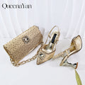 Best-selling shoes Matching bag combinations in Europe and America Diamond-embellished Bag And Shoes from the workplace Or Party