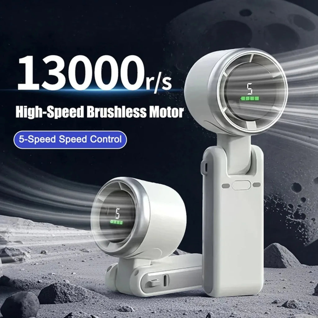 3600mAh Foldable Hand Fan Mini Handheld Turbo Fan Portable USB Rechargeable Desktop Folding Hanging Fan for Outdoor Camping