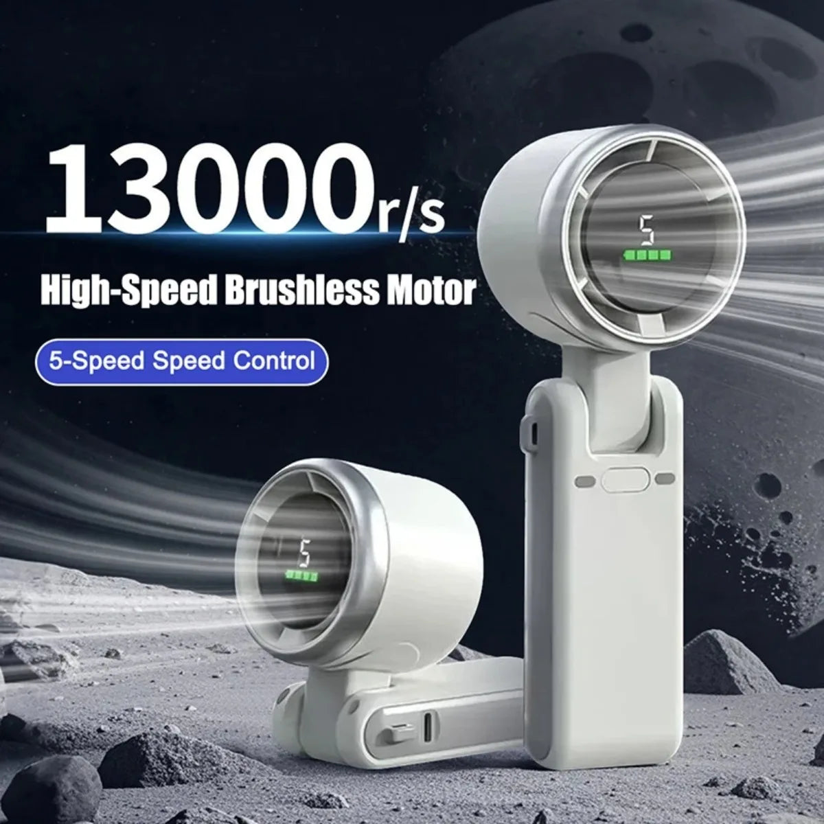 3600mAh Foldable Hand Fan Mini Handheld Turbo Fan Portable USB Rechargeable Desktop Folding Hanging Fan for Outdoor Camping