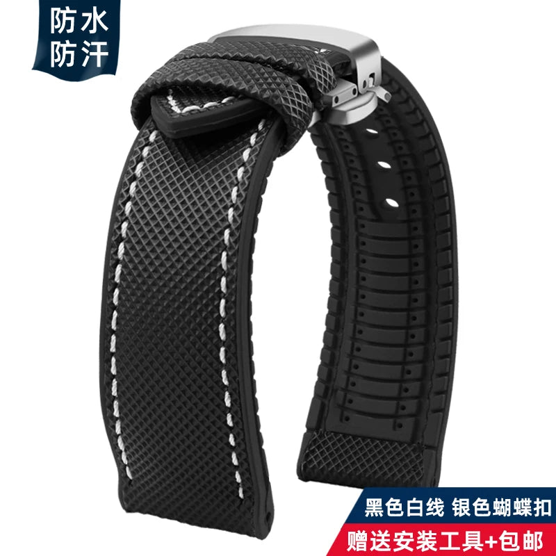 For Longines Seiko water ghost Hamilton series nylon rubber Bottom watch strap 20mm 22mm 23 Strap Men soft Waterproof Wrist Band