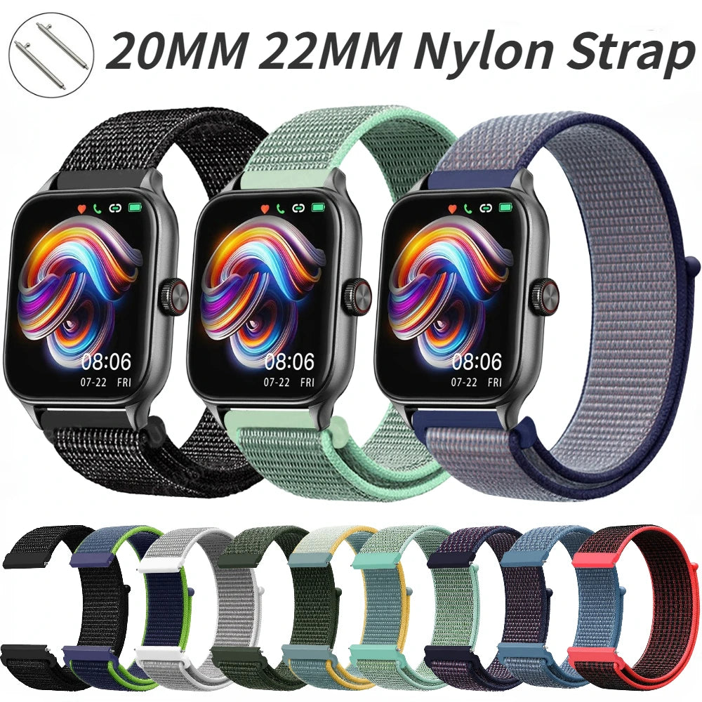 20mm 22mm Nylon Loop Strap for Amazfit GTR 47mm/GTR4 3 Pro/GTS 4 mini/3 Bracelet for Amazfit Balance 3 2/bip 5 6 Max/Stratos 2 3