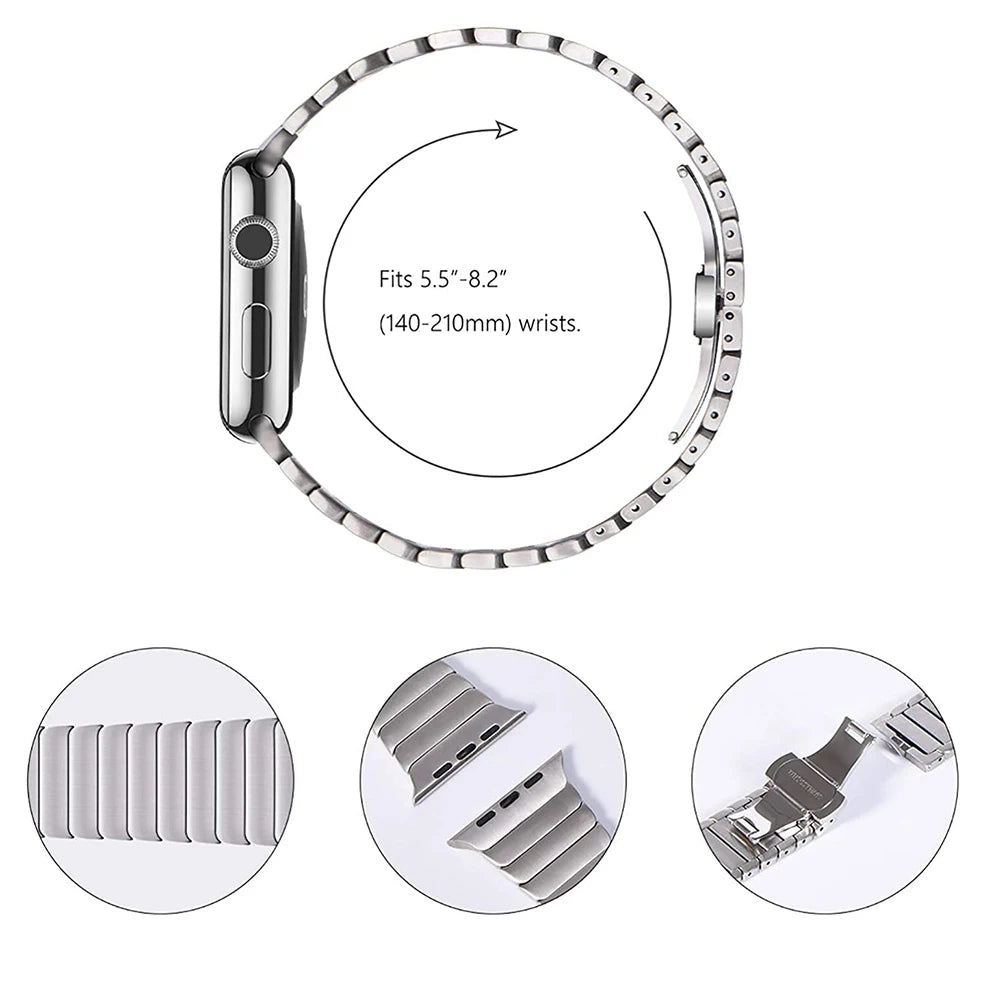 Luxury Stainless Steel Strap For Apple Watch Series 9 8 7 45mm 41mm 44 40 mm Link Bracelet Iwatch Ultra 2 49mm IWatch Metal Band