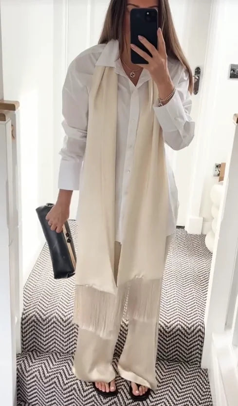 Layered Tassel Long Sash Belt Pleated Wide Waistband Wrap Tie Tassels Contrast Color Waist Accessory 2026 Trendy Women Outfits