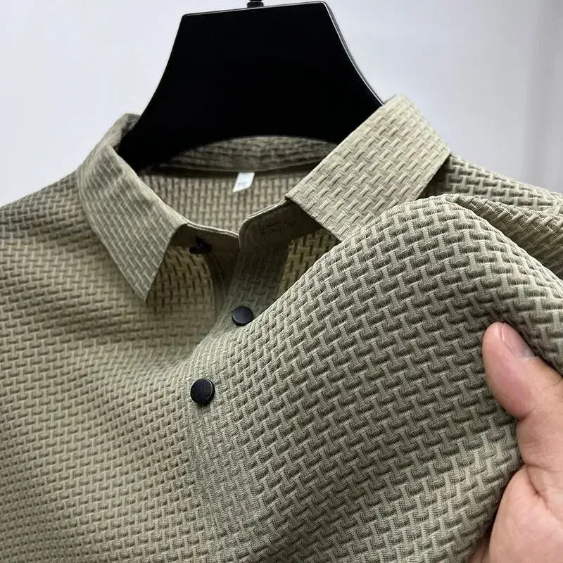 Business Casual Sweat-absorbing Top Brand Clothes Summer New Men's Short Sleeve T-shirt Ice Silk Cool and Breathable POLO Shirt