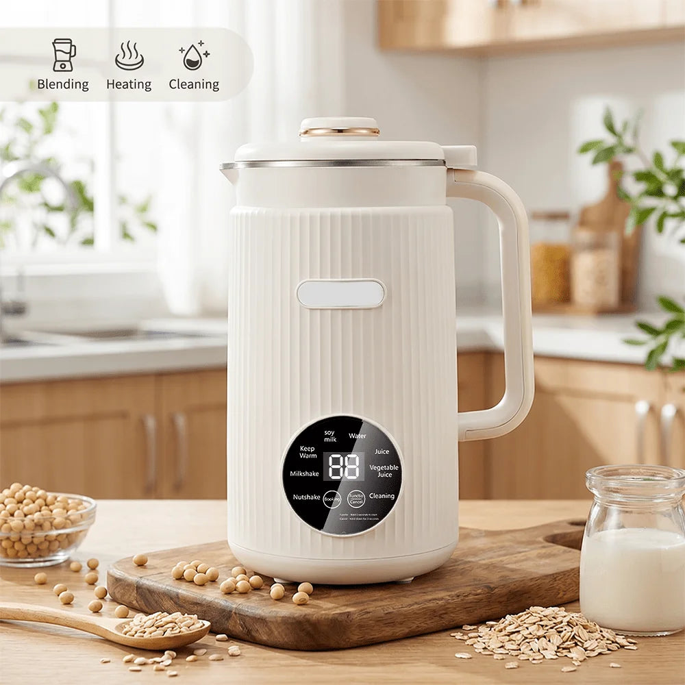 1.2L 40oz 12 In 1 Automatic Nut Milk Maker 48 Titanium Blades Plant Based Soy Milk Machine 110V US Stock Multi Functional Blender For Almond Oat Coconut Smoothie Soup Puree Beige Home Kitchen Appliance