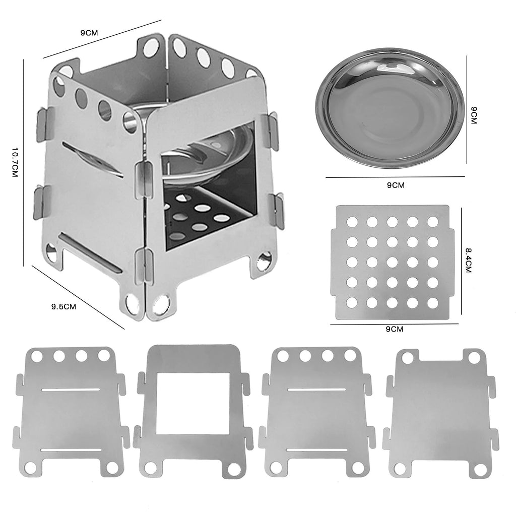 Camping Furnace Wood Stove Alcohol Stove Stainless Steel Portable Camping Stove Outdoor Stove Camping Equipment Cooking Hiking