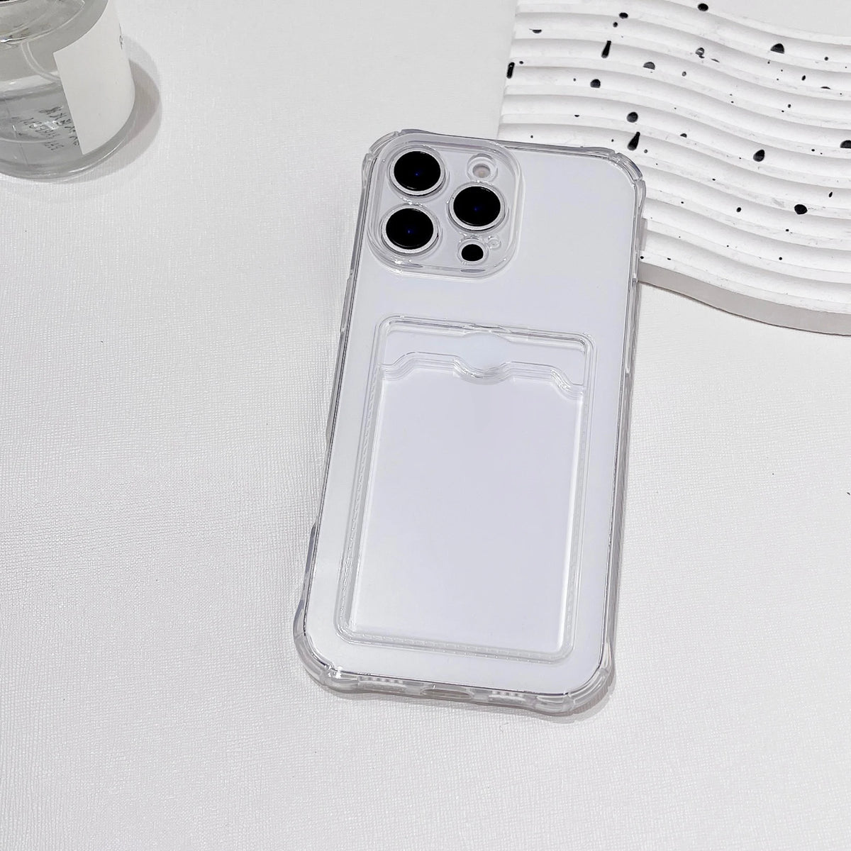 Clear Shockproof ID ATM Card Slot Protection Cover For iPhone  16 15 14 13 12 11 Pro Xs Max Mini 16e X XR Silicone Phone Case