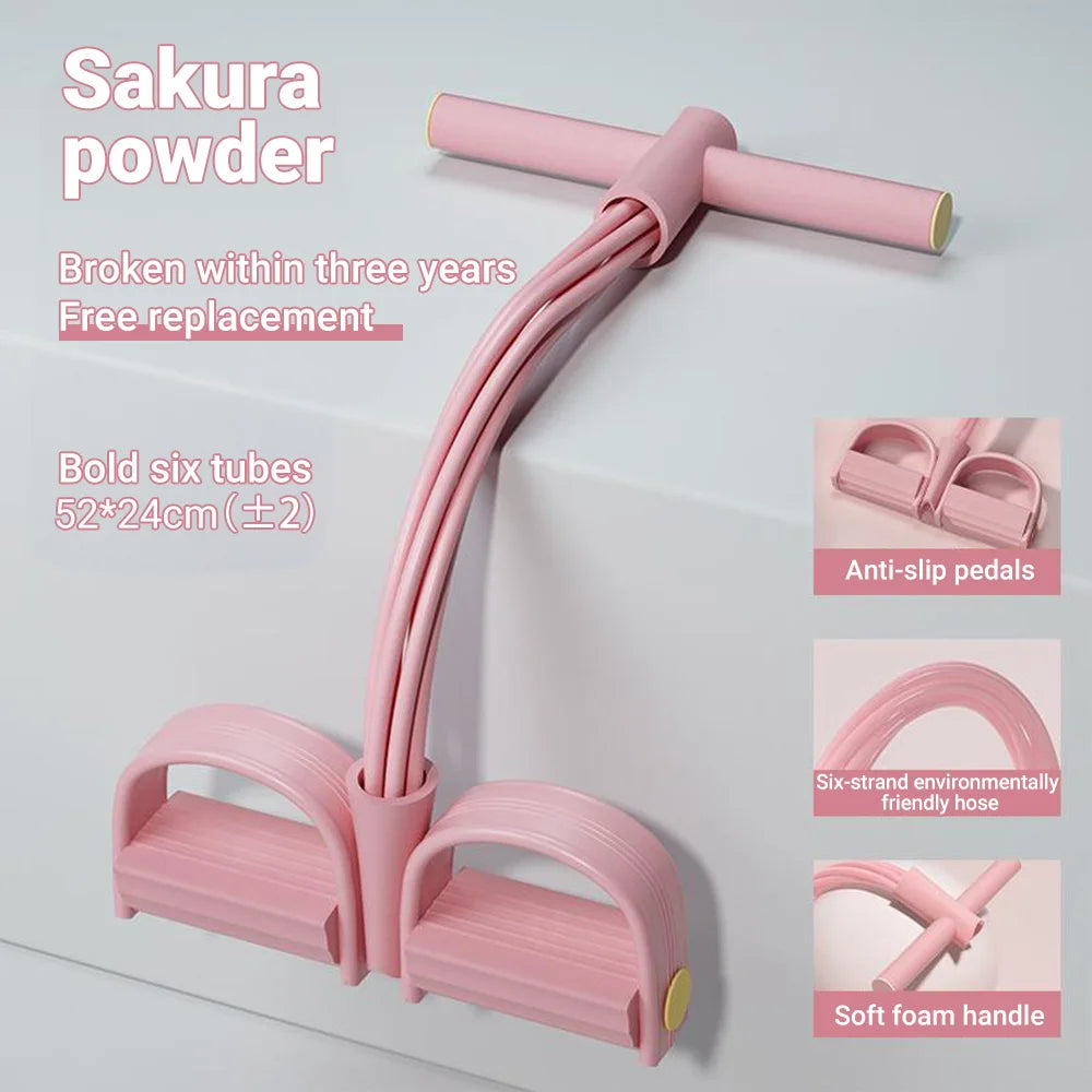Multifunction Tension Rope, 6-Tube Elastic Yoga Pedal Puller Resistance Band, Natural Latex Tension Rope Fitness Equipment