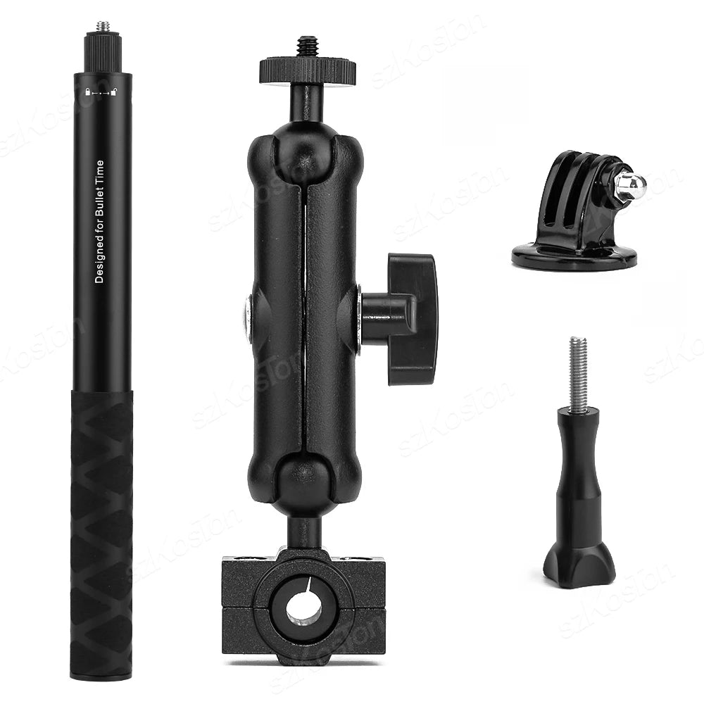 Bicycle Motorcycle Panoramic Selfie Stick Monopod Mount Handlebar Bracket For Insta360 X3 X4 X5 GoPro 13 12 11 10 DJI Accessory