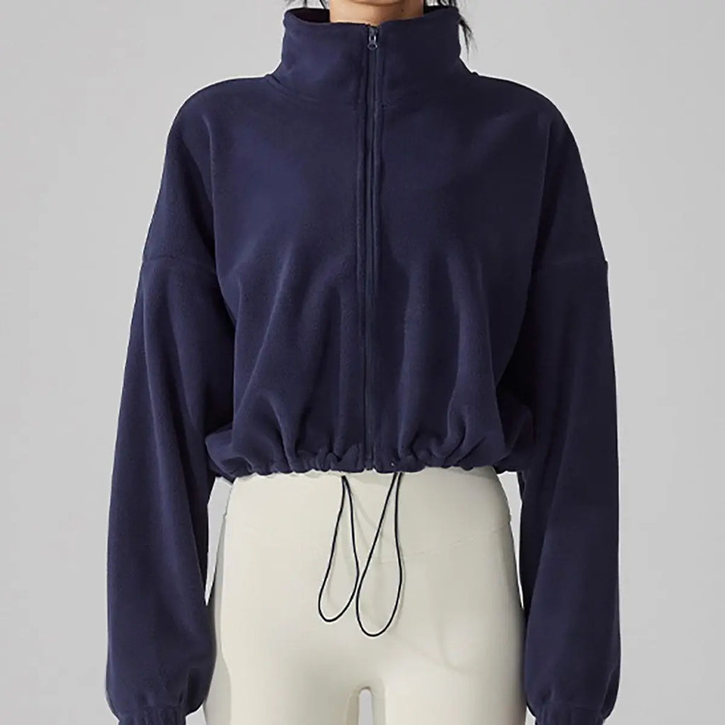 Blouse Outerwear Yoga Wear Women's Autumn/Winter Zip-up Long Sleeves Fleece-lined Warm New Casual Comfortable Minimalist Niche