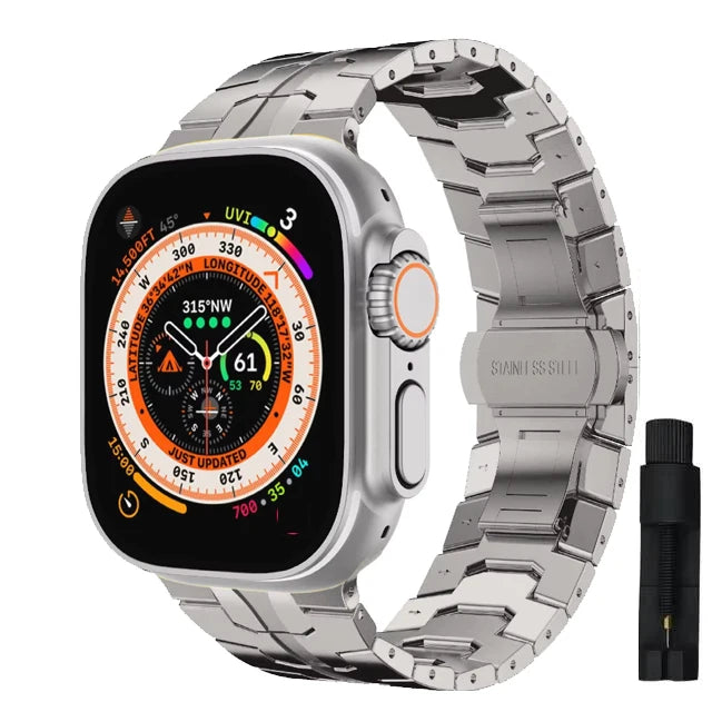 Ultra 2 Titanium Color Strap For Apple Watch 49mm 45mm 44mm 42mm Luxury Metal Band For IWatch 8 9 46mm Stainless Steel Bracelet
