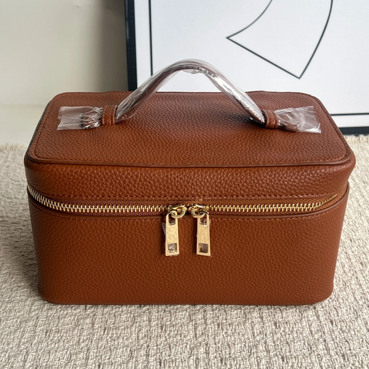 Custom Name Ladies Saffiano Split Leather Travel Toiletry Case Bag Portable Hanging Makeup Organizer Box Cosmetic Bag For Women