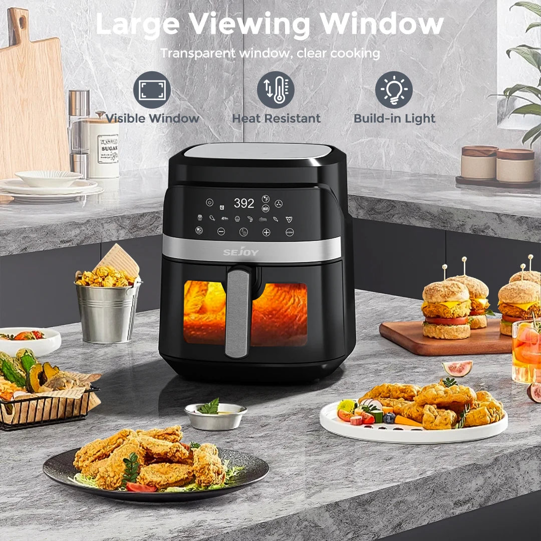 Sejoy Air Fryer 8-in-1,6 Quart Electric Hot Fryer Oven Oilless Cooker,Roast, Bake, Plus Bake,Dehydrate, and Keep Food Warm