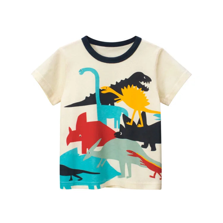 OLEKID 2025 Summer Children Boys Clothing Printed Cartoon Boys T-Shirts 2-8 Years Kids Baby Boy Tops Short Sleeve Toddler Tees