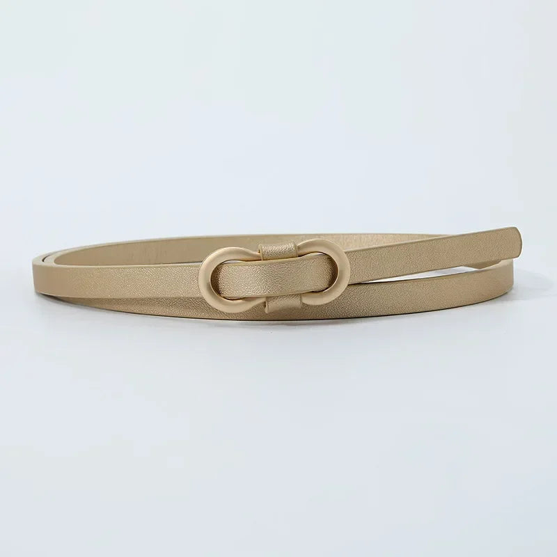 Metal Buckle PU Leather Knotted Belt Long Thin Adjustable Waist Belts Women Female Dress Coat Suit Decoration Straps