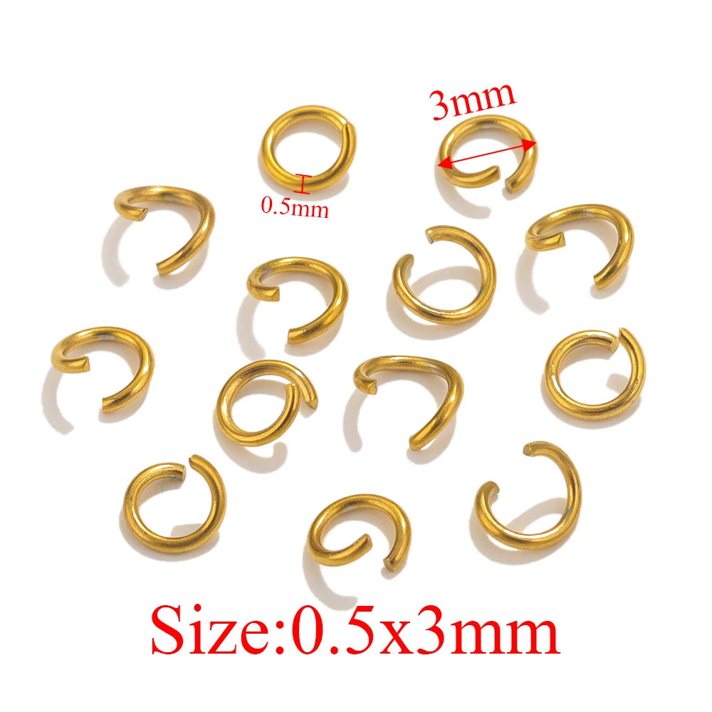 100pcs PVD Gold Plated Stainless Steel Open Jump Rings Connectors for DIY Jewelry Making Split Ring Jewelry Findings Accessoires