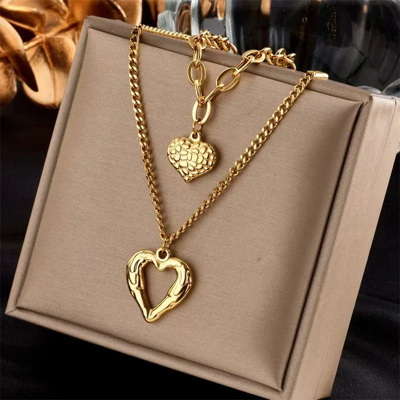 Delicate irregularly folded double love necklace, a high-end party accessory and high-quality gift.
