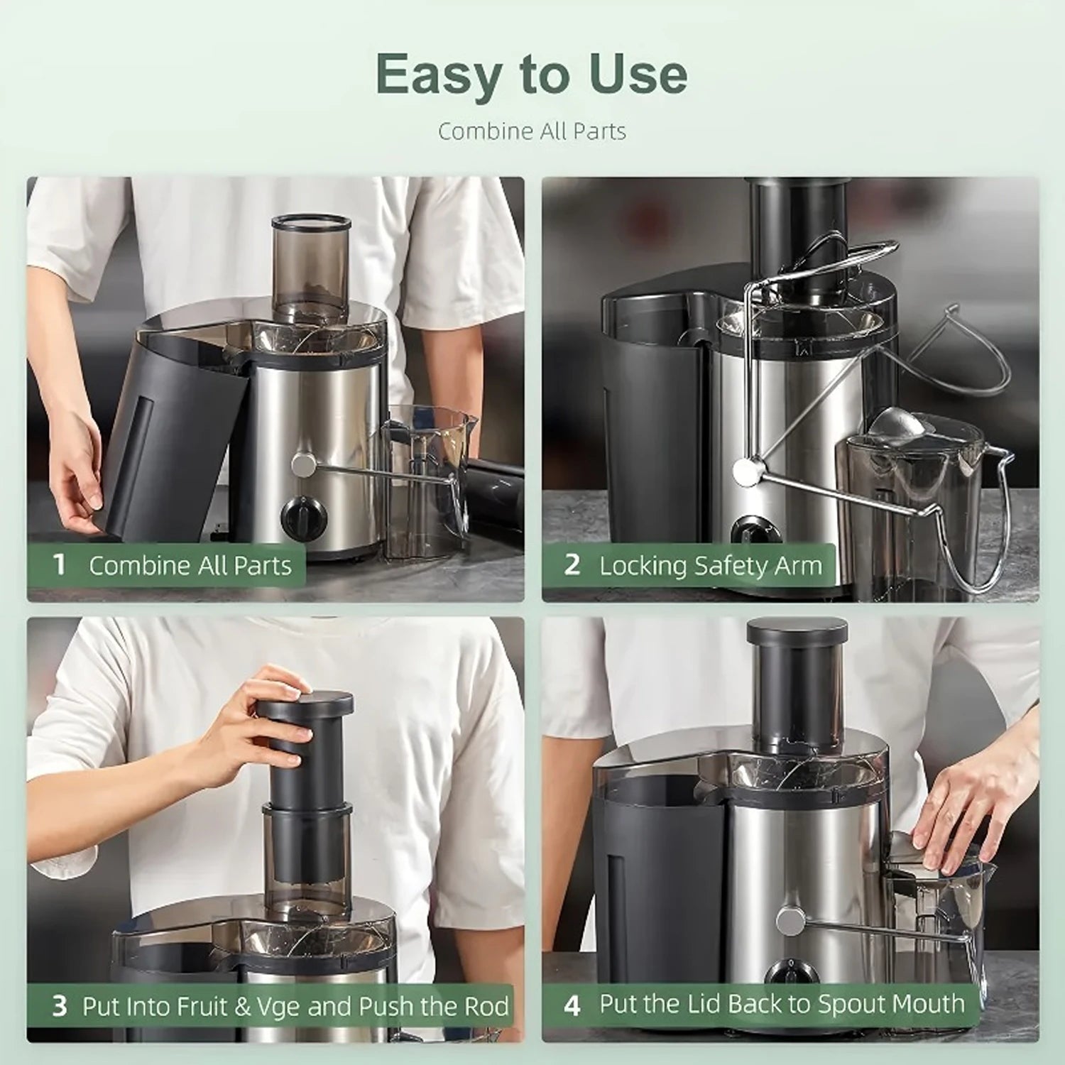 Household and commercial dual-purpose juicer with powerful motor, high-speed output fine andresidue free juice, large capacity machine, material, high temperature resistance, odorless fruit andvegetable fresh pressing juicer