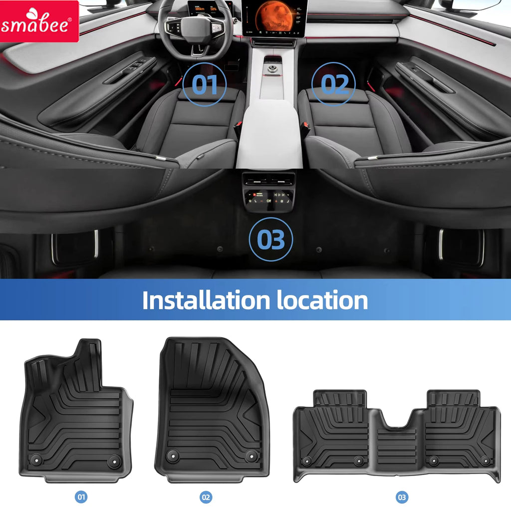 Smabee Left Drive for Polestar 4 2024-2026 Car Floor Mats Cargo Liner Trunk Pad TPE 3D Foot Mat Waterproof Accessories Black