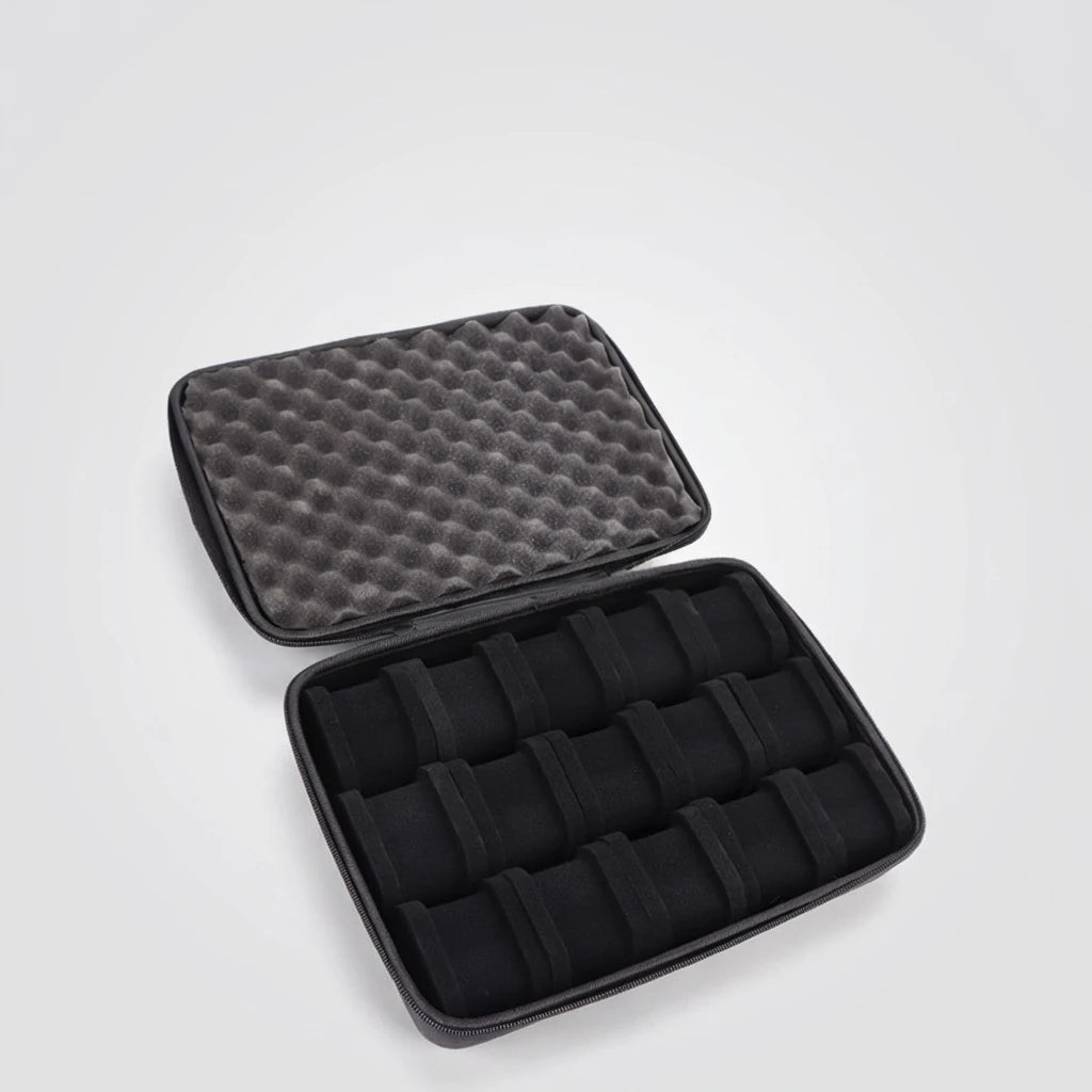 Hard-Shell 15 Slots Watch Storage Organizer Case, Watch Carry Box Fit Large And Small Watches, With Soft Foam Pillow