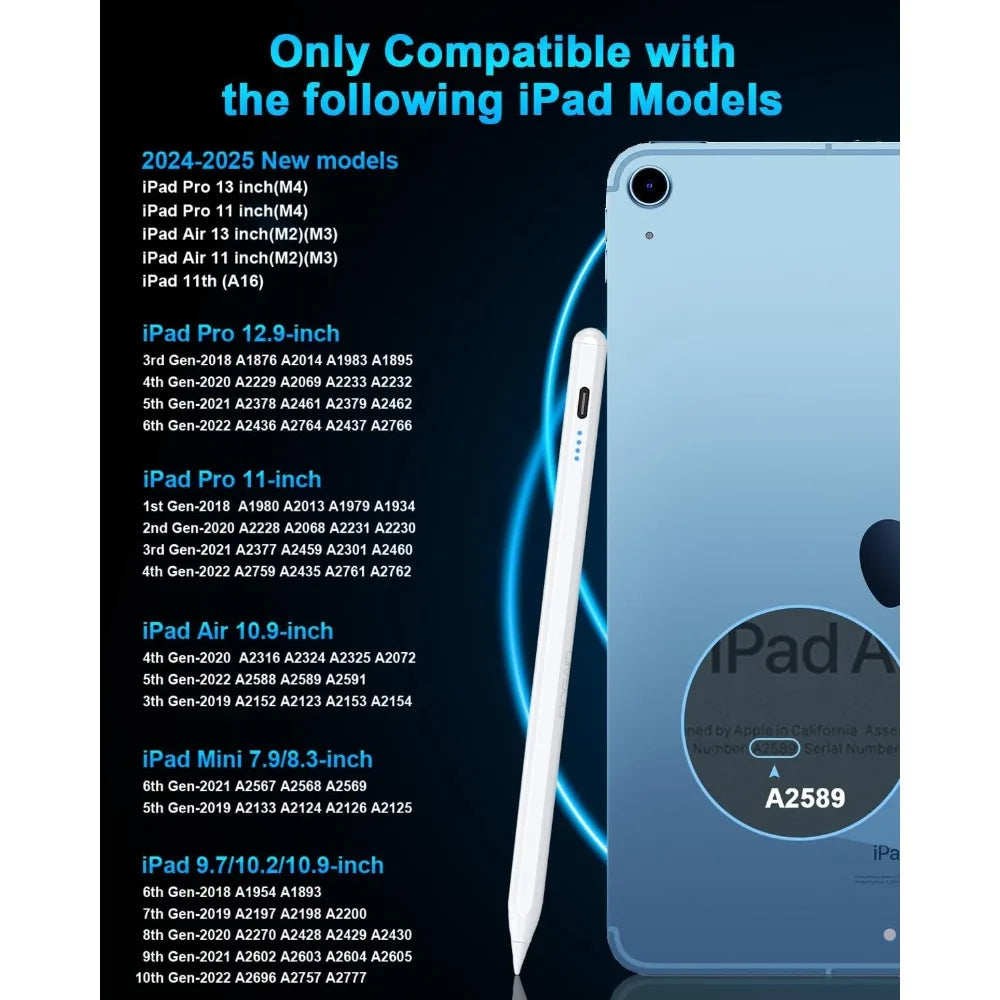 Penlike Pencil for iPad A16 10th,  for 2018-2026 iPad A16/11-6th, Air 11/13，Pro 13/11/M4/12.9, Mini A17 Pro/6/5th Palm Rejection