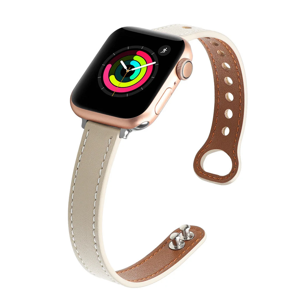 Thin Leather Strap for Apple Watch Band 10 9 8 46mm 42mm 41mm 44mm 45mm 38/40mm Women Watchband Bracelet Belt iWatch 7 SE 6 5 4