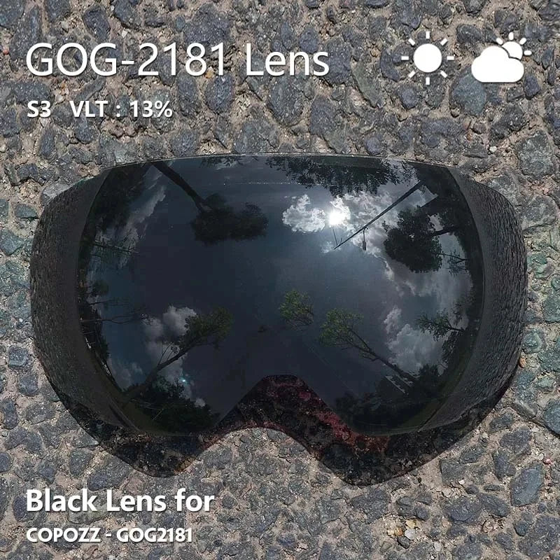 COPOZZ Magnetic Lenses for Ski Goggles GOG-2181 Lens Anti-fog UV400 Spherical Snow Ski Glasses Snowboard Goggles(Lens Only)