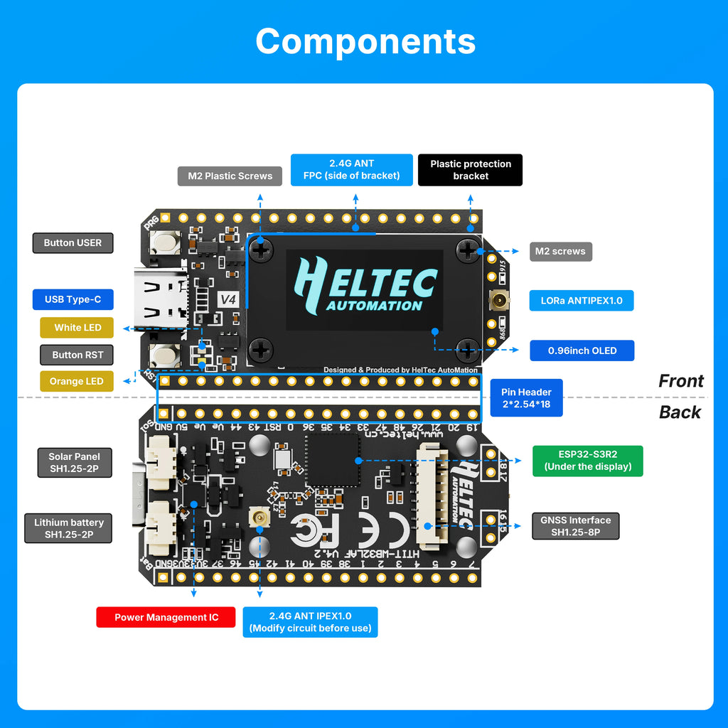 1/2 PCS Heltec V4 LoRa 32 Development Board Upgraded ESP32-S3 SX1262 WiFi Bluetooth 2MB PSRAM 16MB With GPS Module For IoT