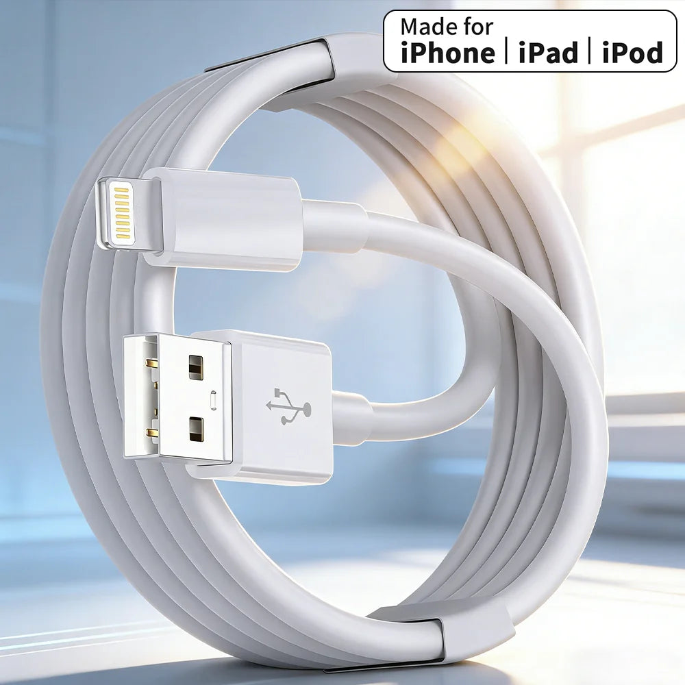 MFi Certification 3PCS USB To Lightning Cable For iPhone 14 13 12 Pro Max X XS XR 8 7 Plus iPad 2.4A Fast Charger Data Wire Cord