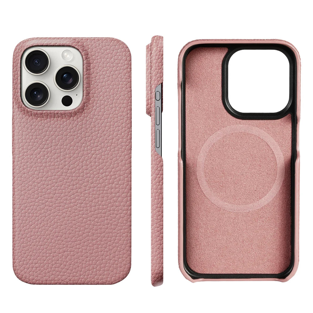 LANGSIDI Natural Cowhide Leather for Magsafe Case for iPhone 16 15 17 18 Pro Max 15Pro 16Pro Luxury Magnetic Phone Back Cover
