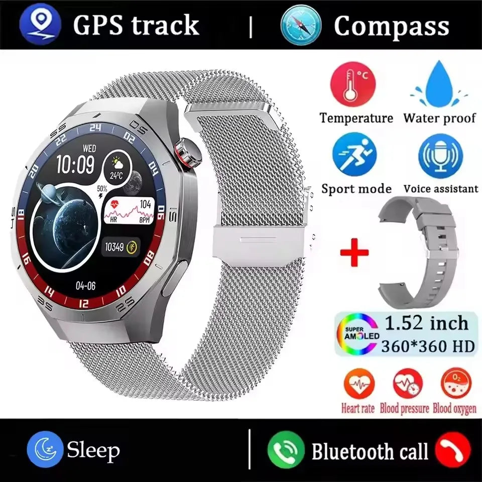 Smart Watch 5 Pro GPS NFC Smartwatch Men 360*360 AMOLED Screen Heart Rate Monitor Bluetooth Call IP67 Waterproof Men Smartwatch