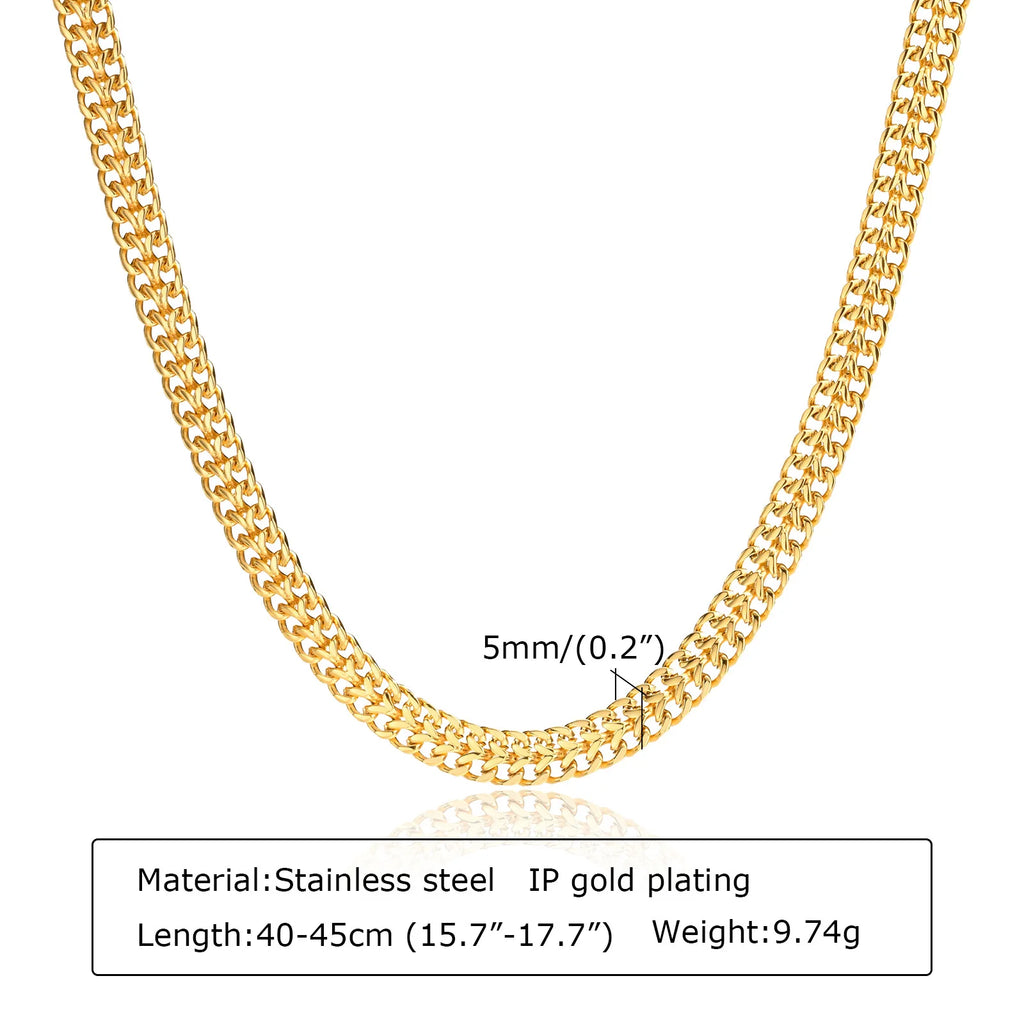Chunky Gold Plated Link Necklace For Women, Stainless Steel Oval Thick Chain Choker Minimalist Jewelry Trendy Party Jewelry Gift