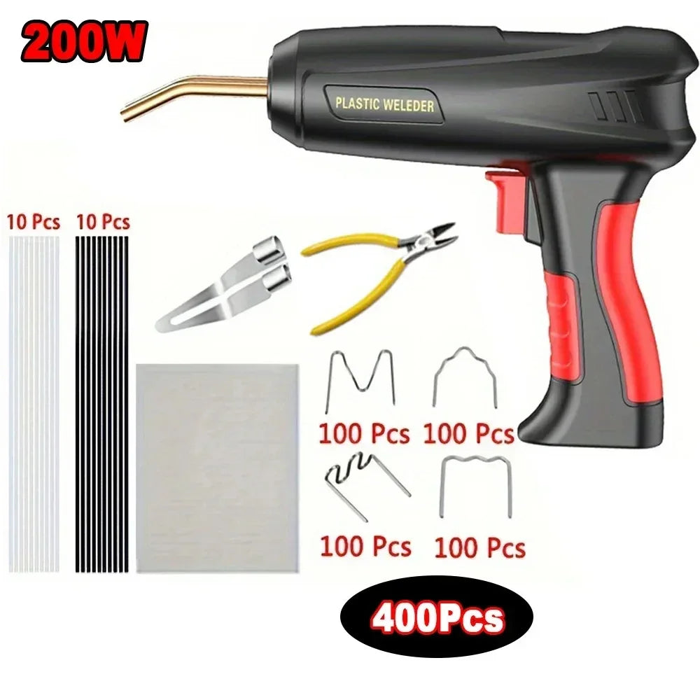 Car Bumper Repair Plastic Welding Kit 200W 2 in 1 Hot Stapler Soldering Gun with 6 and 4 Type Staples