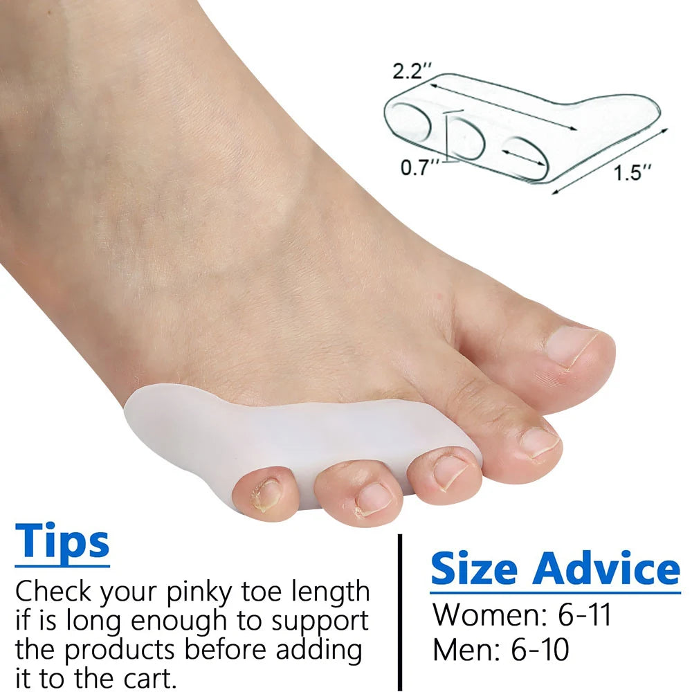 Pexmen 2/4Pcs Soft Gel Toe Separator Pinky Toe Straightener Little Toe Separator for Curled and Overlapping Toe Foot Care Tool