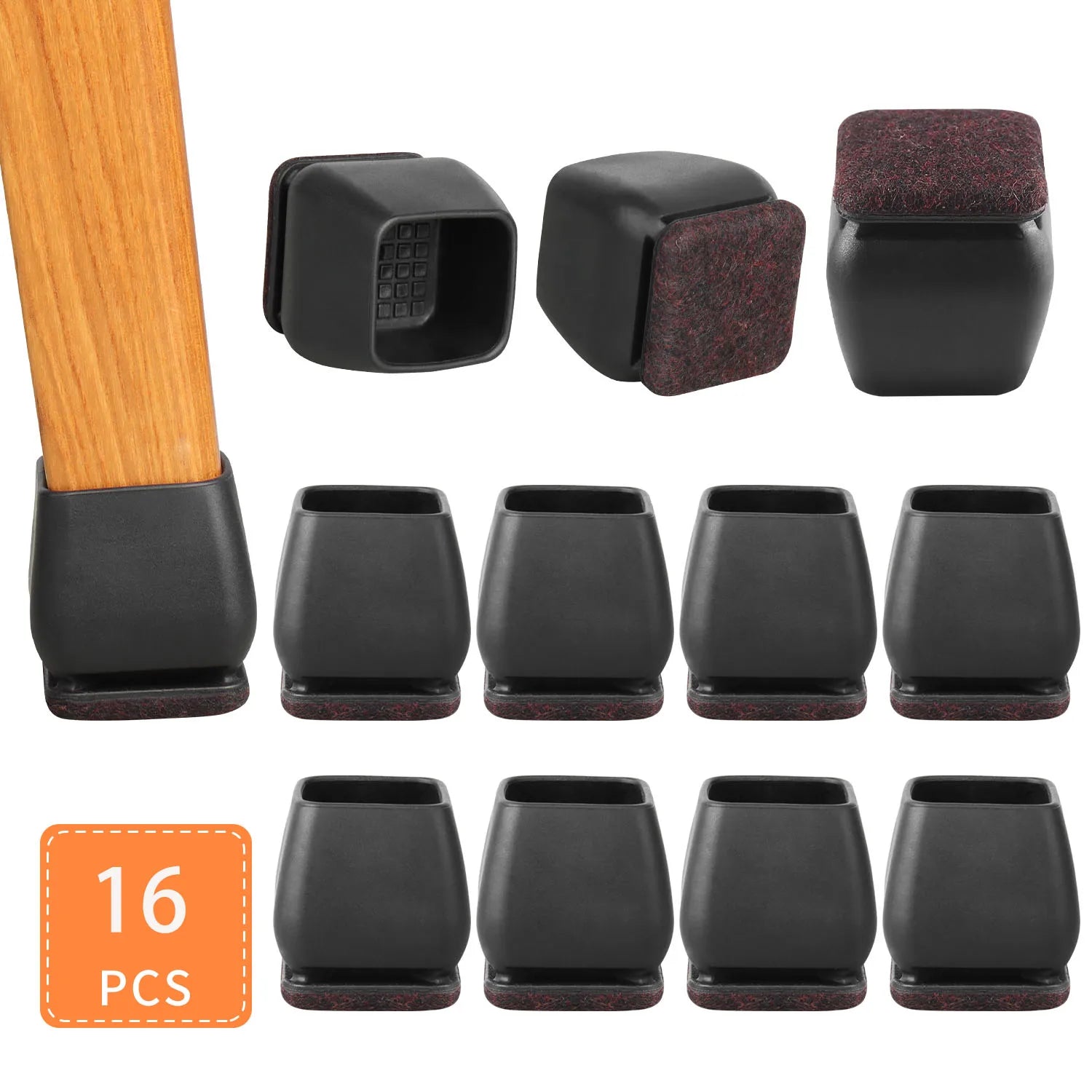 16PCS Silicone Chair Legs Pads Non-Slip Felt Chair Feet Caps Furniture Floor Protectors No Scratches Reduce Noise Home Decor