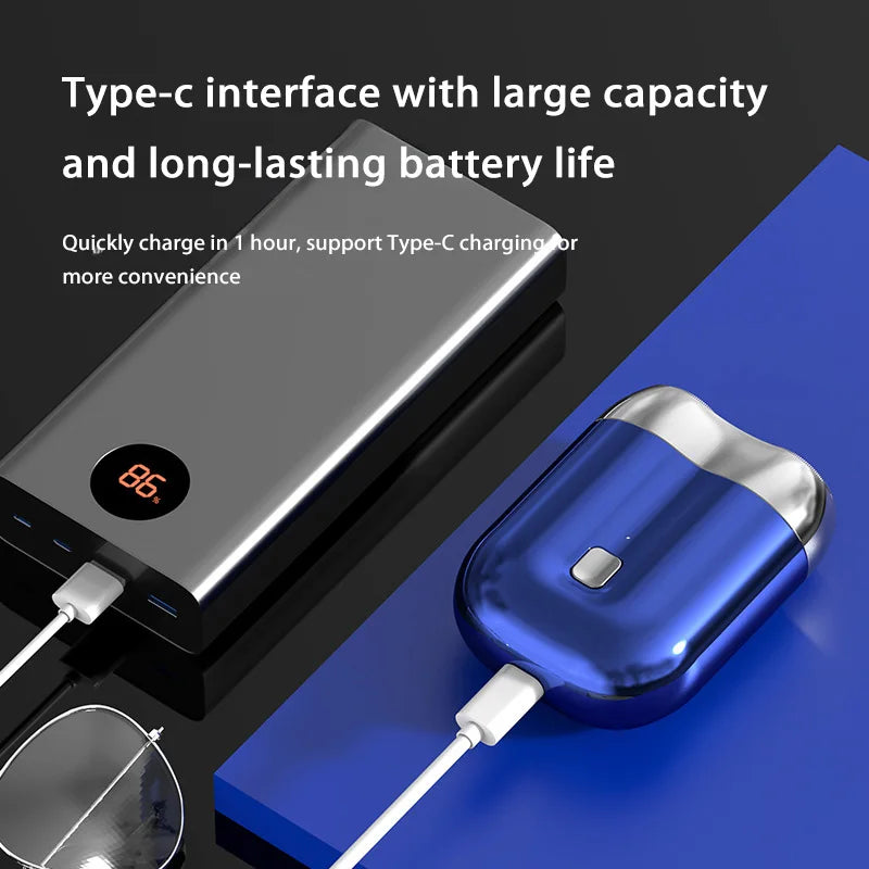 New Double-headed Mini Magnetic Shaver Type-c Charging Silent Washable Electric Shaver Portable Men Women Electric Razor