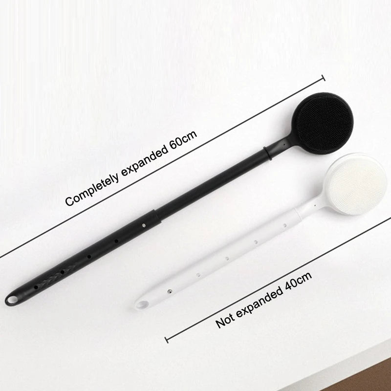 New Silicone Back Scrubber For Shower Bath Body Brush With Telescopic Adjustable Long Handle Double Sided Shower Brush