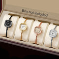 1/4PCS Fashion Square Roma Dial Women Quartz Watch Elegant Bracelet Strap Wristwatch Reloj Mujer Girls Clock Gift (Without Box)