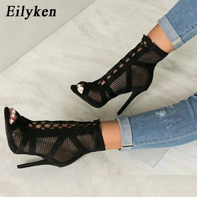 Eilyken Sexy Fashion Women Shoes Very Light Comfort High Quality Thin Heels Open Toe Dancing Woman's Sandals Size 43